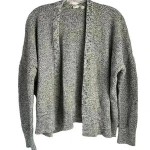 GAP Women's White and Black Open Front Cardigan Sweater Size L Casual Knit